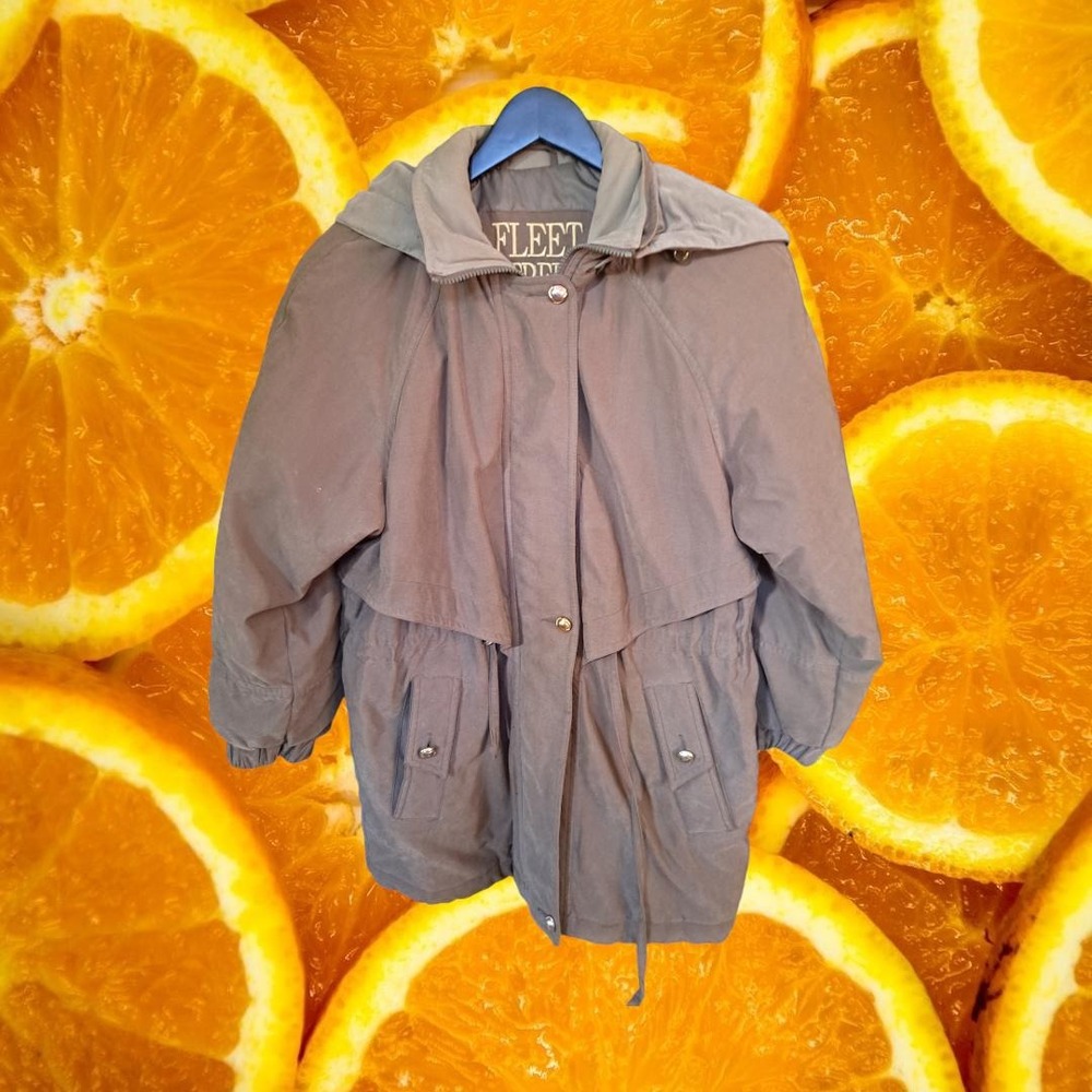 Fleet Street Womens Taupe Gray Hooded Parka Jacket Insulated Coat Size M